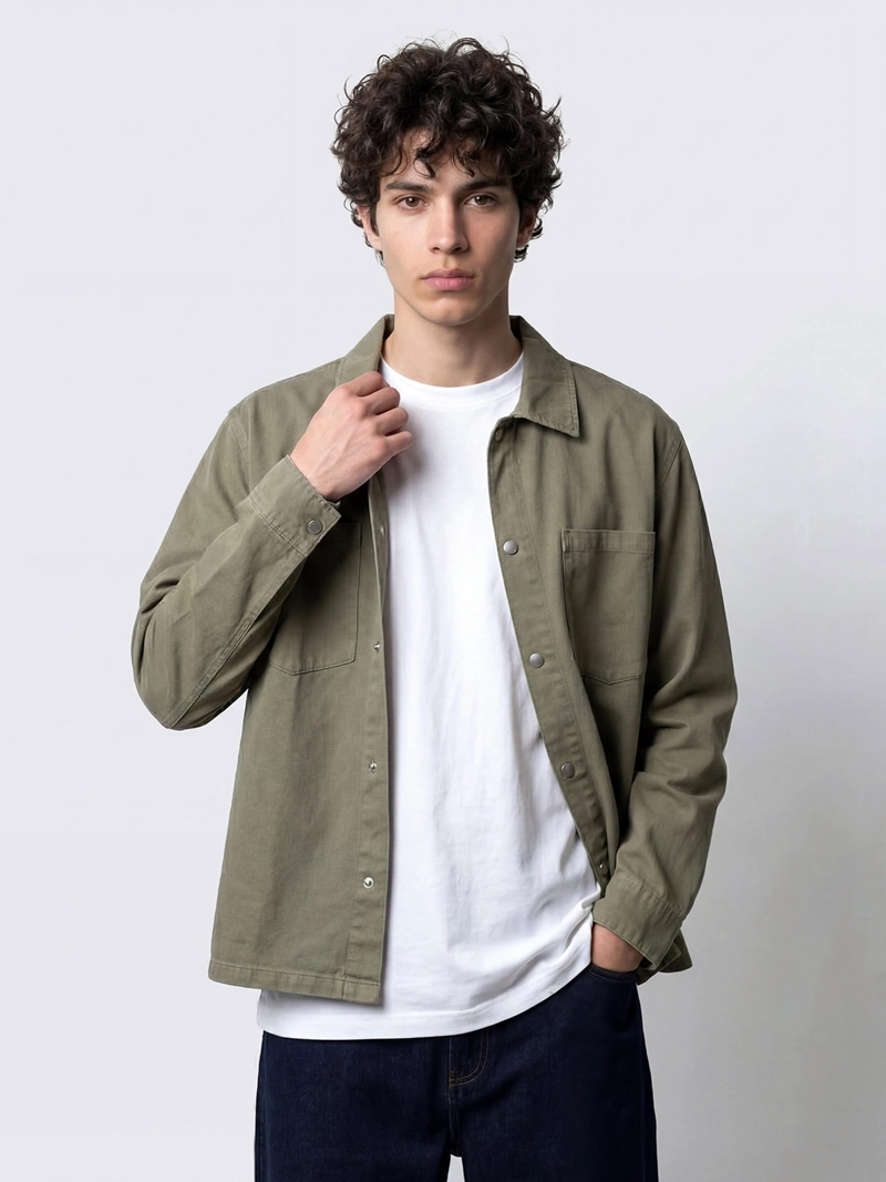 SOBRECAMISA HOMBRE INDEX ALGODÓN MANGA LARGA LAVADA - 1