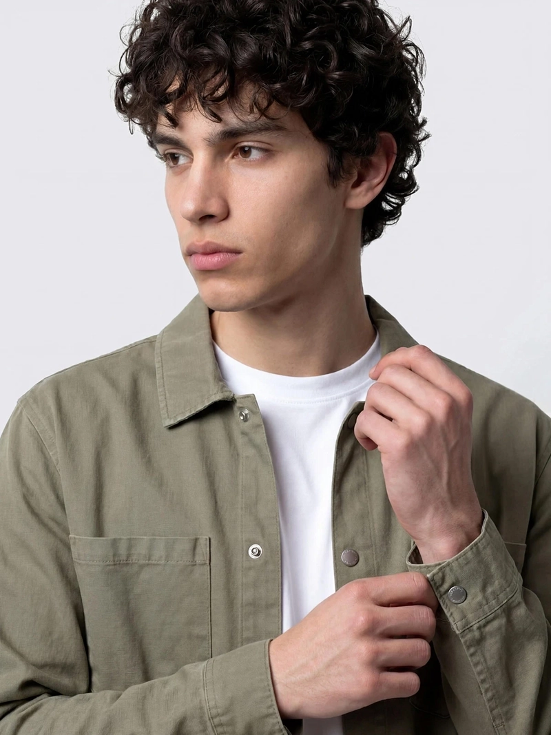 SOBRECAMISA HOMBRE INDEX ALGODÓN MANGA LARGA LAVADA - 3