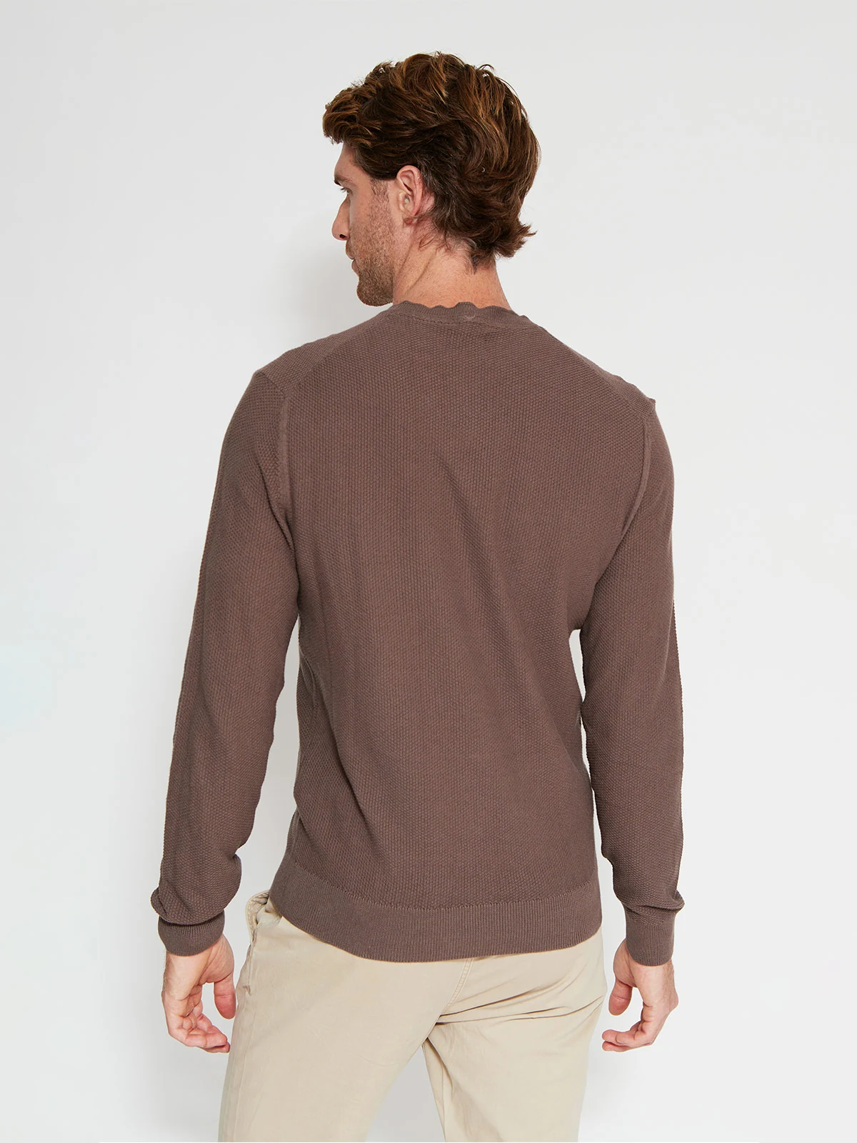 SWEATER HOMBRE CACHAREL ALGODÓN CUELLO REDONDO BÁSICO TEXTURA - 2