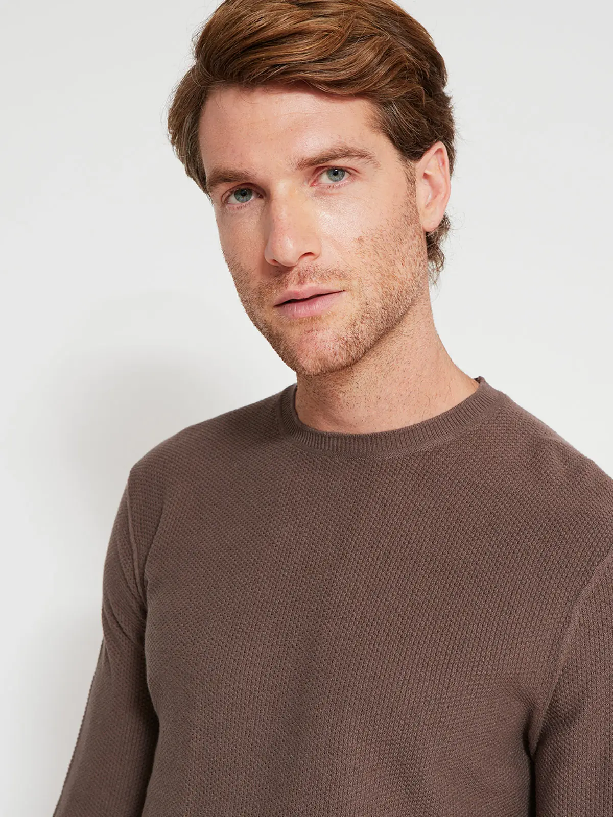 SWEATER HOMBRE CACHAREL ALGODÓN CUELLO REDONDO BÁSICO TEXTURA - 3