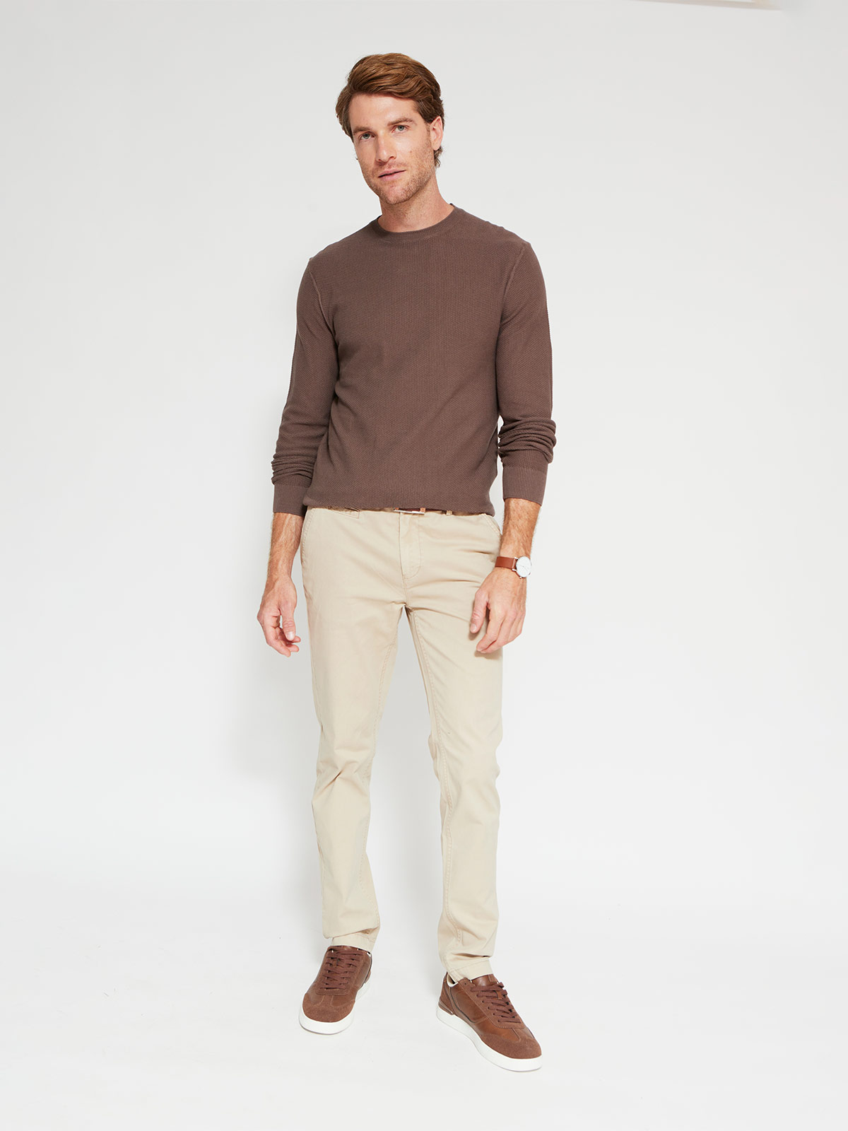 SWEATER HOMBRE CACHAREL ALGODÓN CUELLO REDONDO BÁSICO TEXTURA - 4