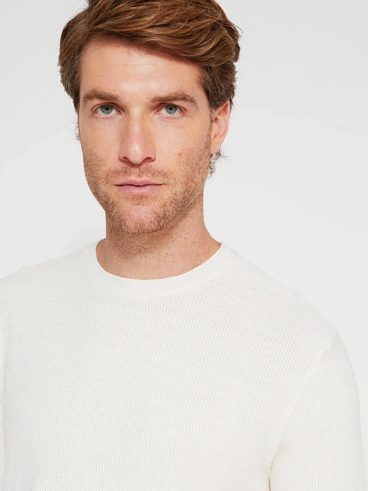 SWEATER HOMBRE CACHAREL ALGODÓN CUELLO REDONDO BÁSICO TEXTURA - 3