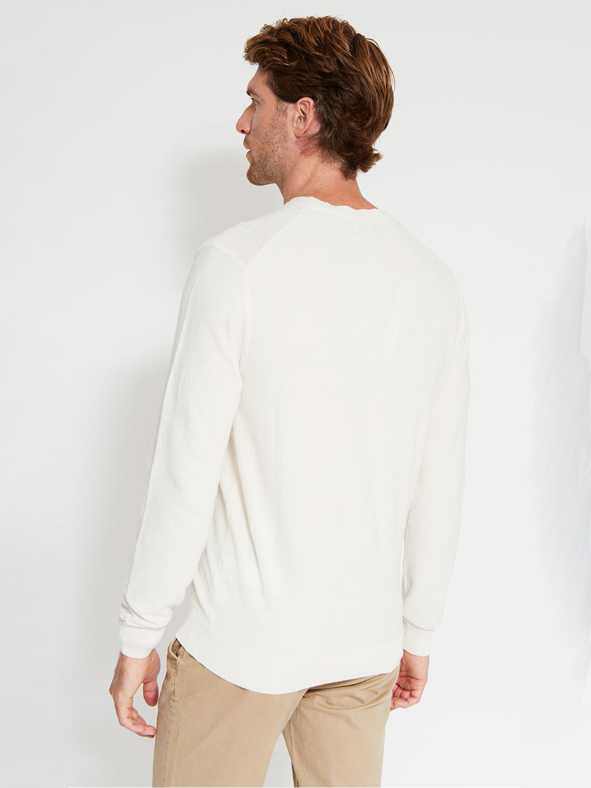 SWEATER HOMBRE CACHAREL ALGODÓN CUELLO REDONDO BÁSICO TEXTURA - 2
