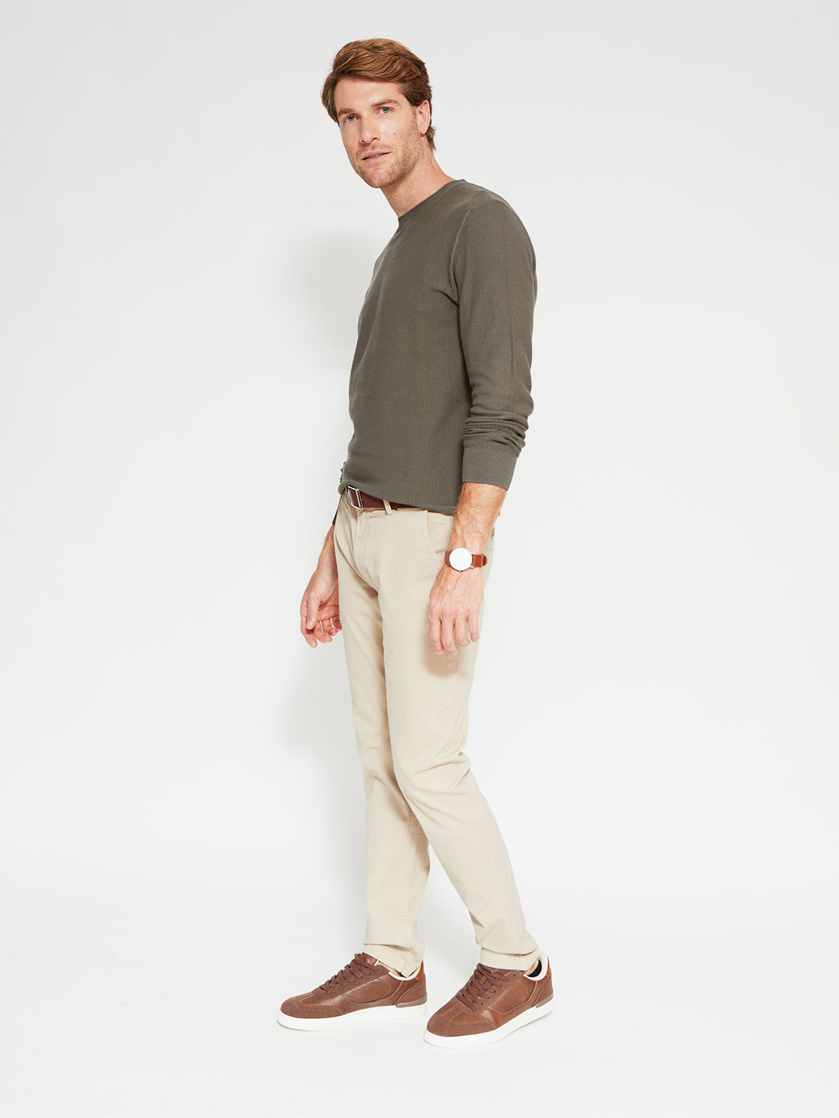 SWEATER HOMBRE CACHAREL ALGODÓN CUELLO REDONDO BÁSICO TEXTURA - 4