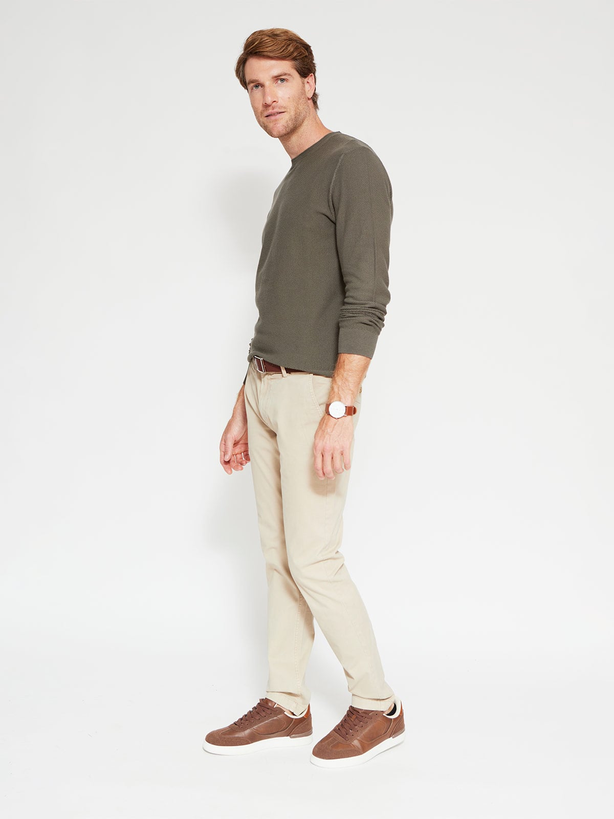 SWEATER HOMBRE CACHAREL ALGODÓN CUELLO REDONDO BÁSICO TEXTURA - 4