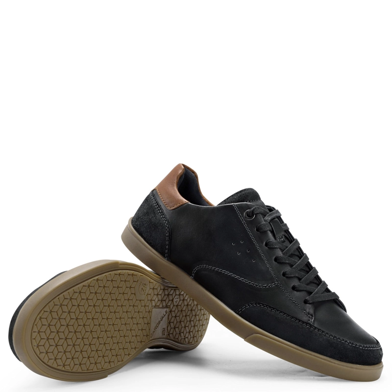 ZAPATILLAS HOMBRE CARDINALE CASUALES NEGRO GROMMET CUERO - 3