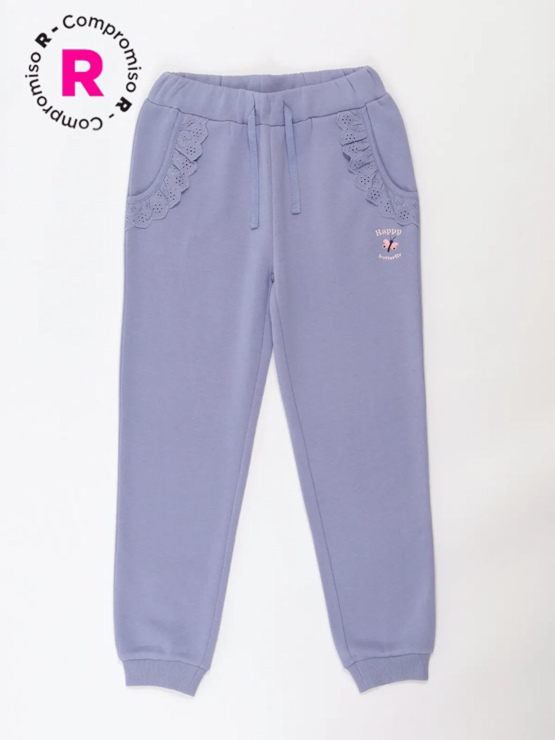 PANTALÓN DE BUZO NIÑA HARVEST VUELOS BRODERIE - 1