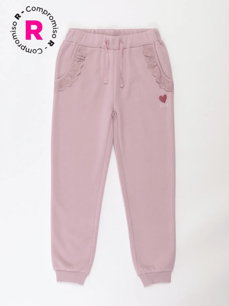 PANTALÓN DE BUZO NIÑA HARVEST VUELOS BRODERIE - 1