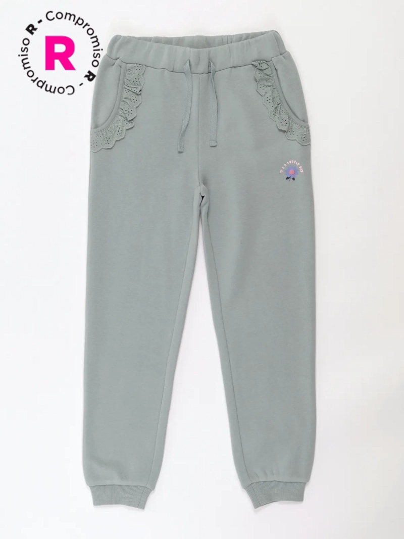 HARVEST PANTALÓN DE BUZO NIÑA HARVEST VUELOS BRODERIE