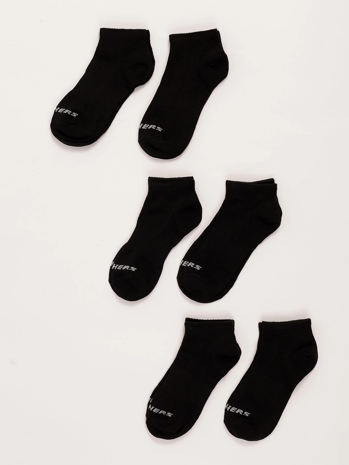 PACK 6 CALCETINES DEPORTIVOS UNISEX SKECHERS NON TERRY QTR CREW NEGRO - 1