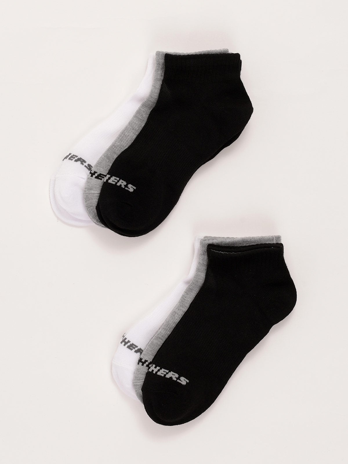 PACK 6 CALCETINES DEPORTIVOS UNISEX SKECHERS NON TERRY QTR CREW NEGRO/BLANCO - 2