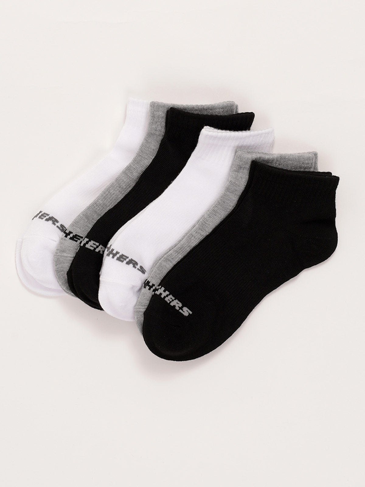 PACK 6 CALCETINES DEPORTIVOS UNISEX SKECHERS NON TERRY QTR CREW NEGRO/BLANCO - 3