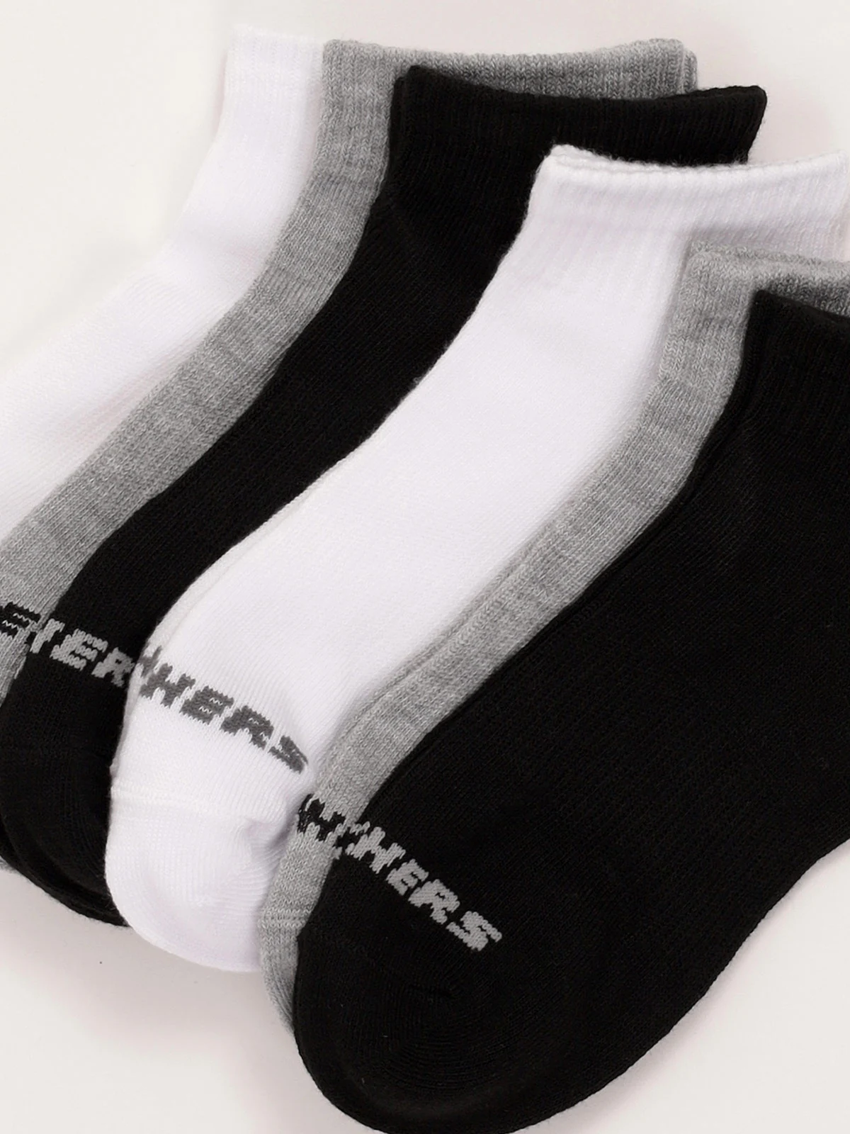 PACK 6 CALCETINES DEPORTIVOS UNISEX SKECHERS NON TERRY QTR CREW NEGRO/BLANCO - 4