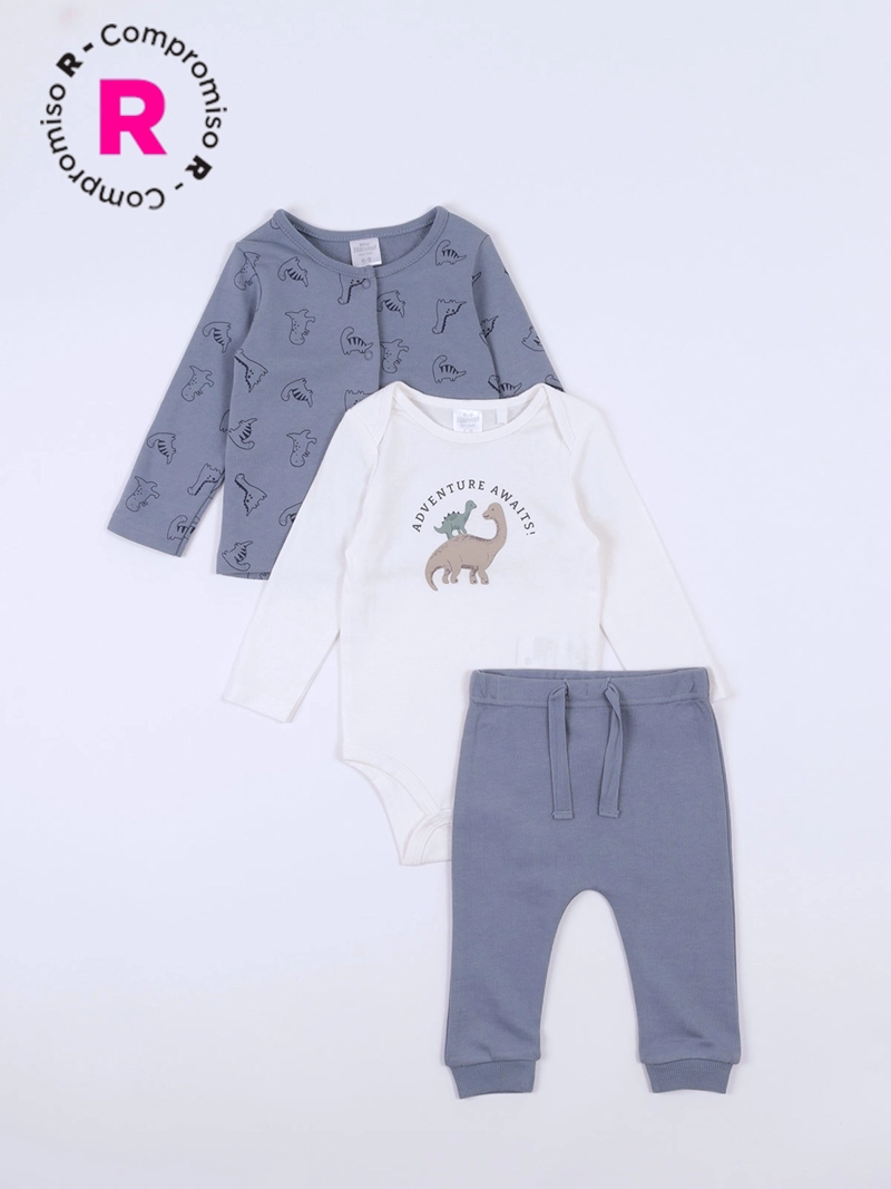 CONJUNTO NIÑO BABY HARVEST ALGODÓN DINOSAURIOS