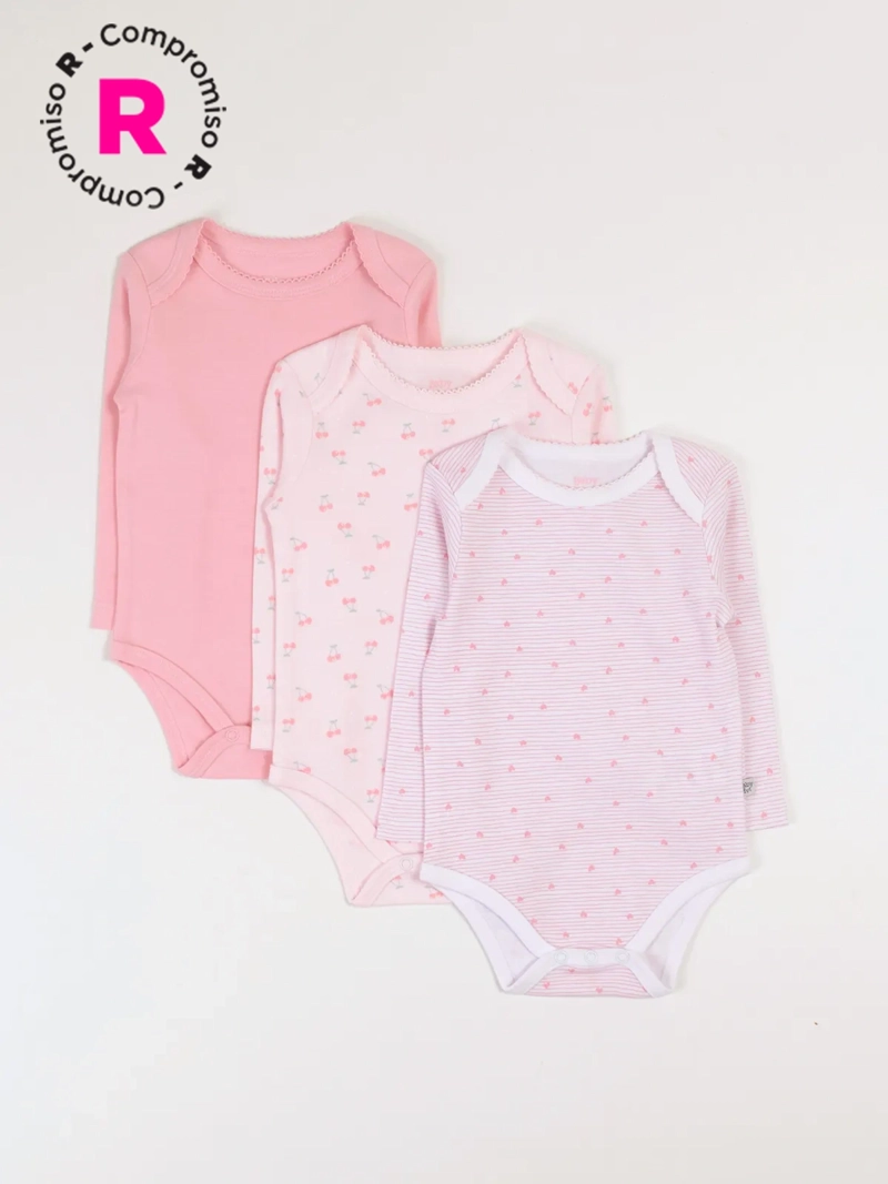 TRIPACK BODIES ALGODÓN NIÑA BABY HARVEST COLORES