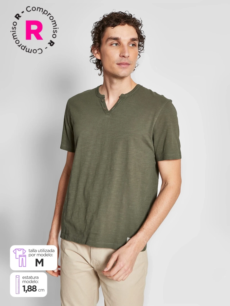 POLERA HOMBRE BARBADOS ALGODÓN CUELLO HENLEY MANGA CORTA - 1