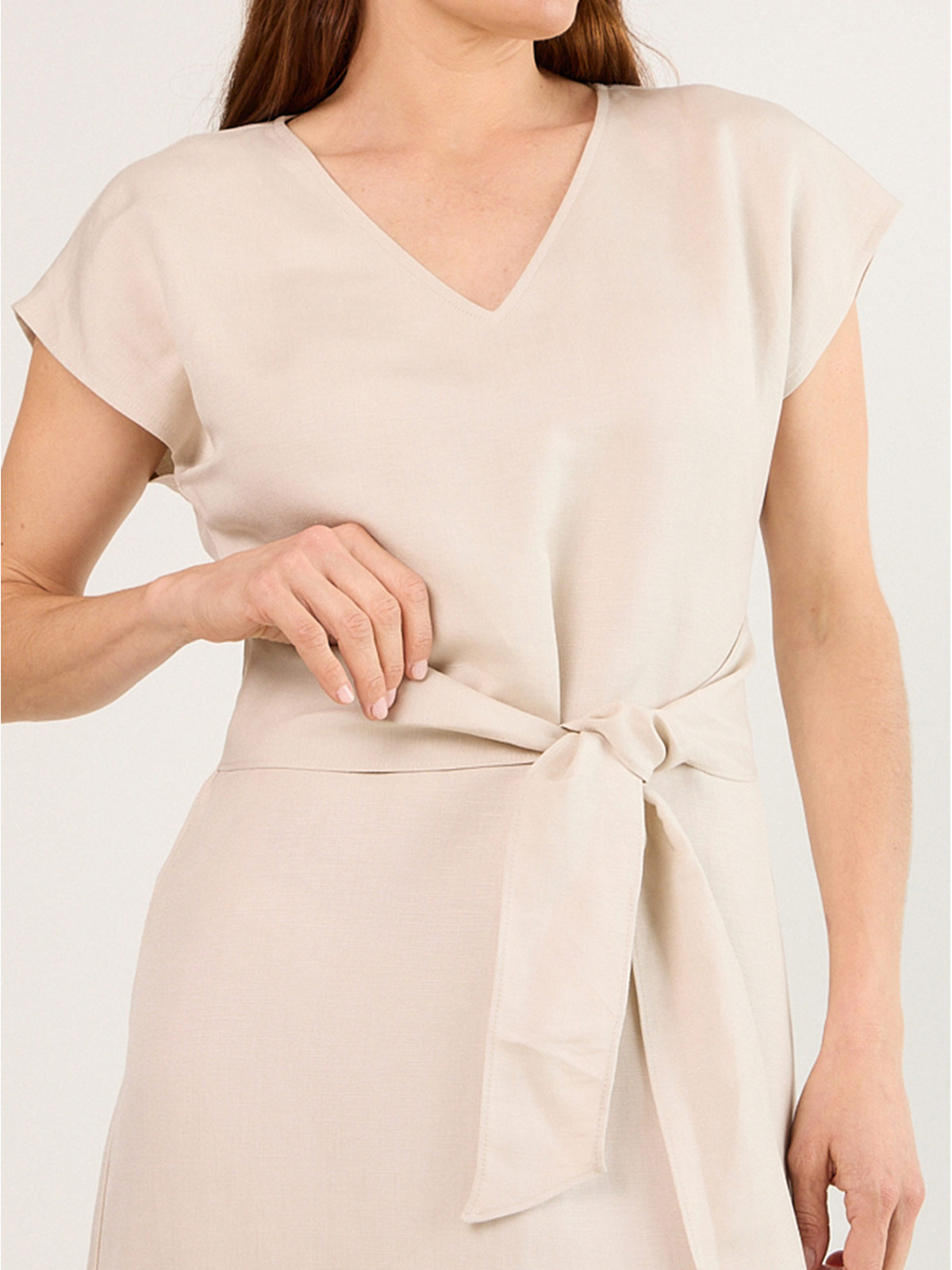 VESTIDO MUJER MA GRIFFE LINO ESCOTE EN V LAZO - 3