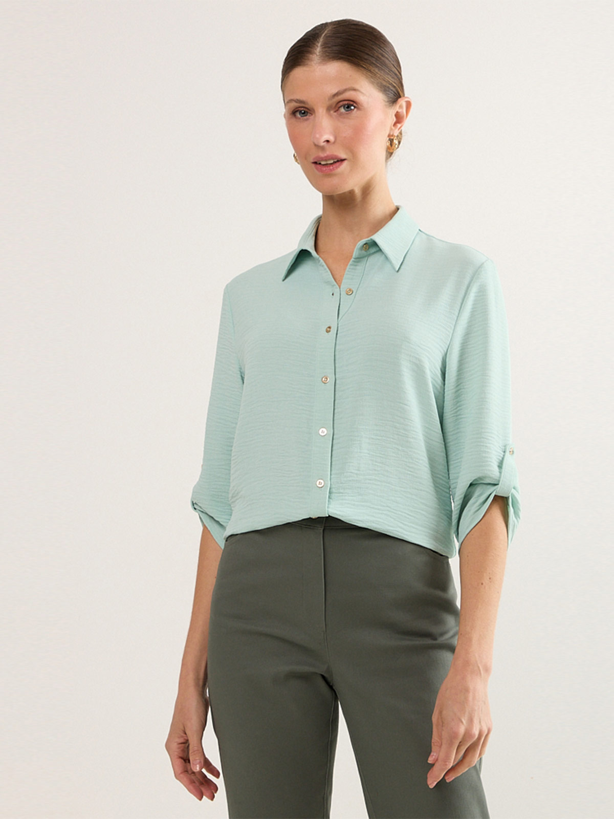 BLUSA MUJER MA GRIFFE TEXTURA CAMISERA MANGA 3/4 - 1