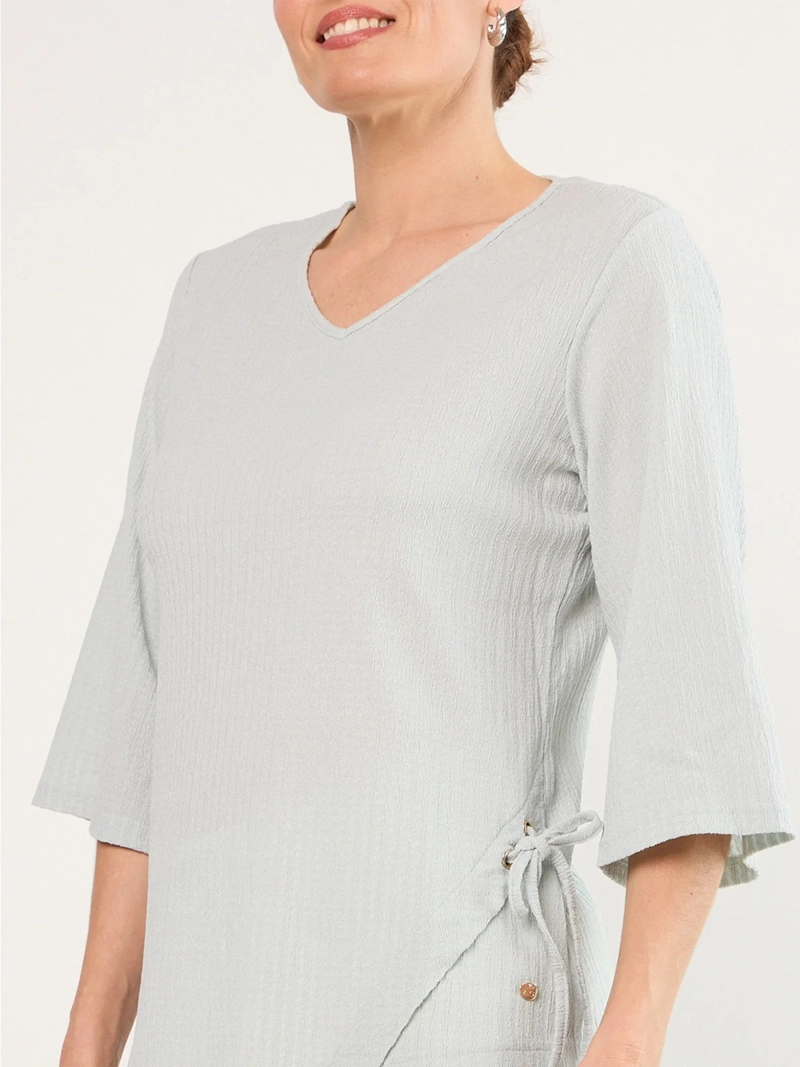 POLERA MUJER MA GRIFFE MANGA 3/4 TEXTURA ARRUGADA - 3
