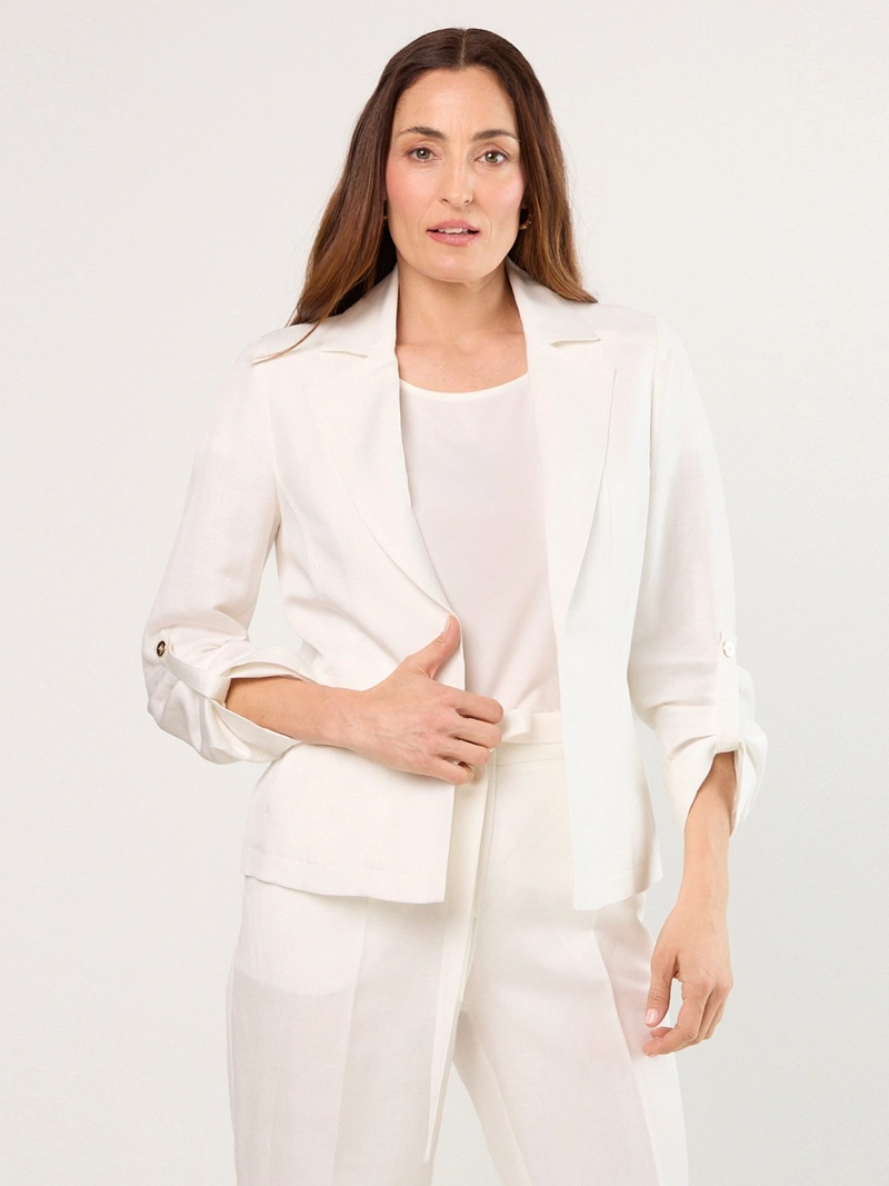 CHAQUETA MUJER MA GRIFFE LINO SOLAPA - 1