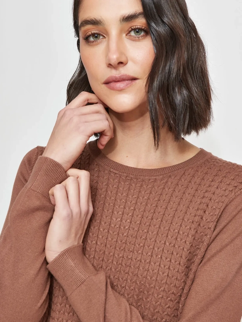 SWEATER MUJER AZIZ MANGA LARGA TRENZADO - 3