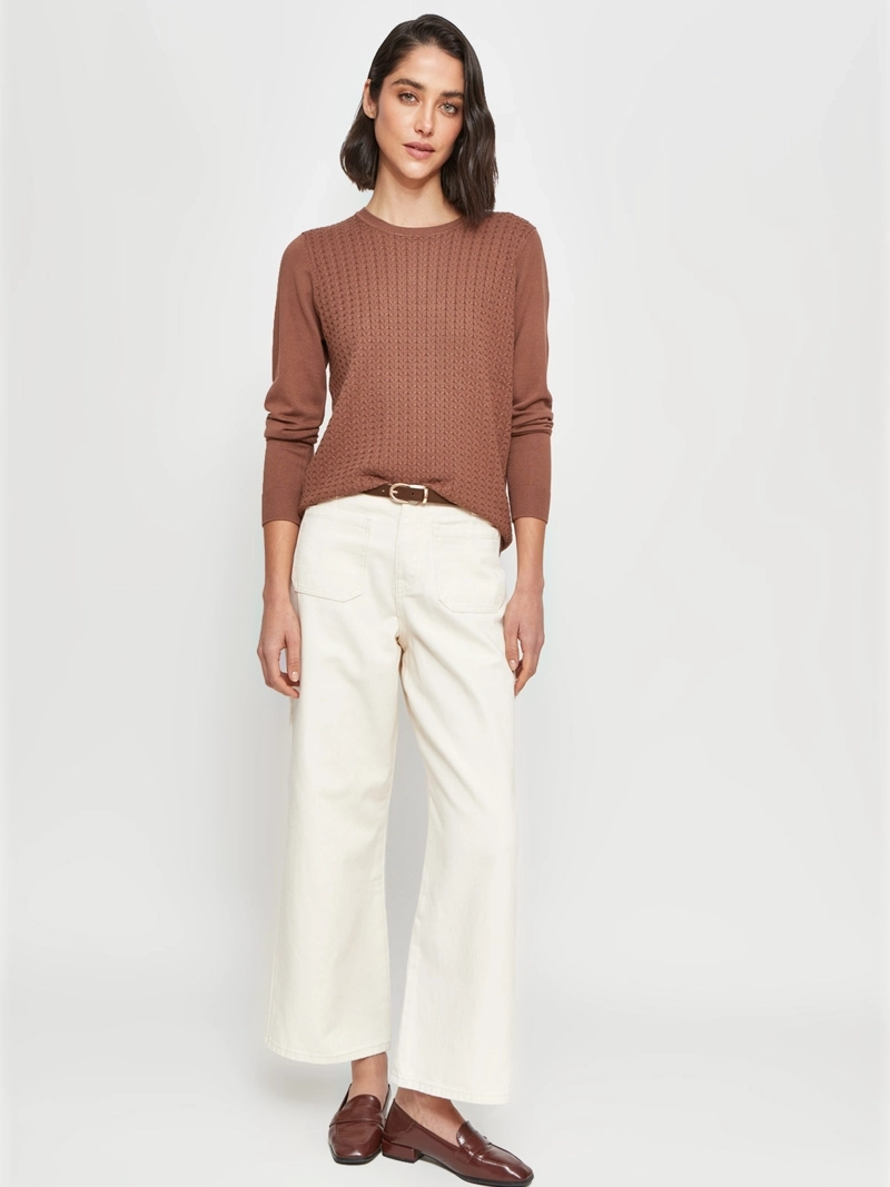 SWEATER MUJER AZIZ MANGA LARGA TRENZADO - 4