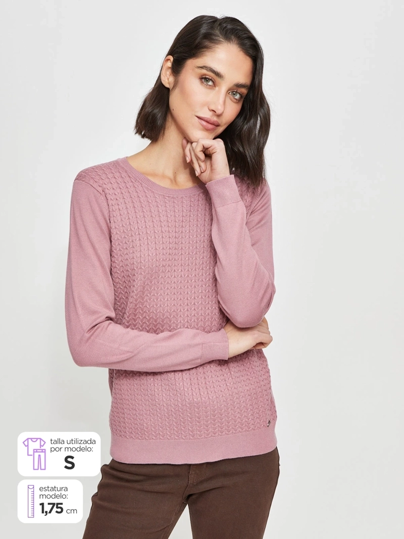 SWEATER MUJER AZIZ MANGA LARGA TRENZADO - 1