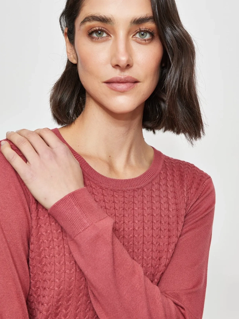 SWEATER MUJER AZIZ MANGA LARGA TRENZADO - 3