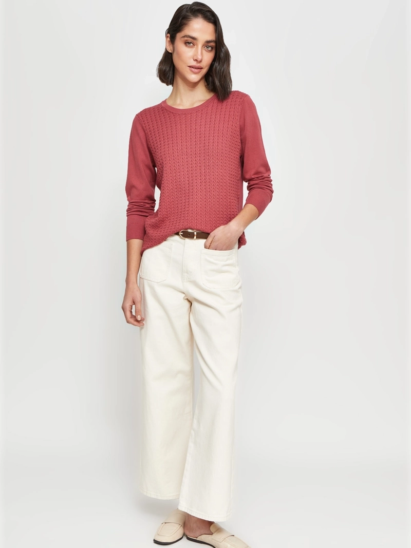 SWEATER MUJER AZIZ MANGA LARGA TRENZADO - 4