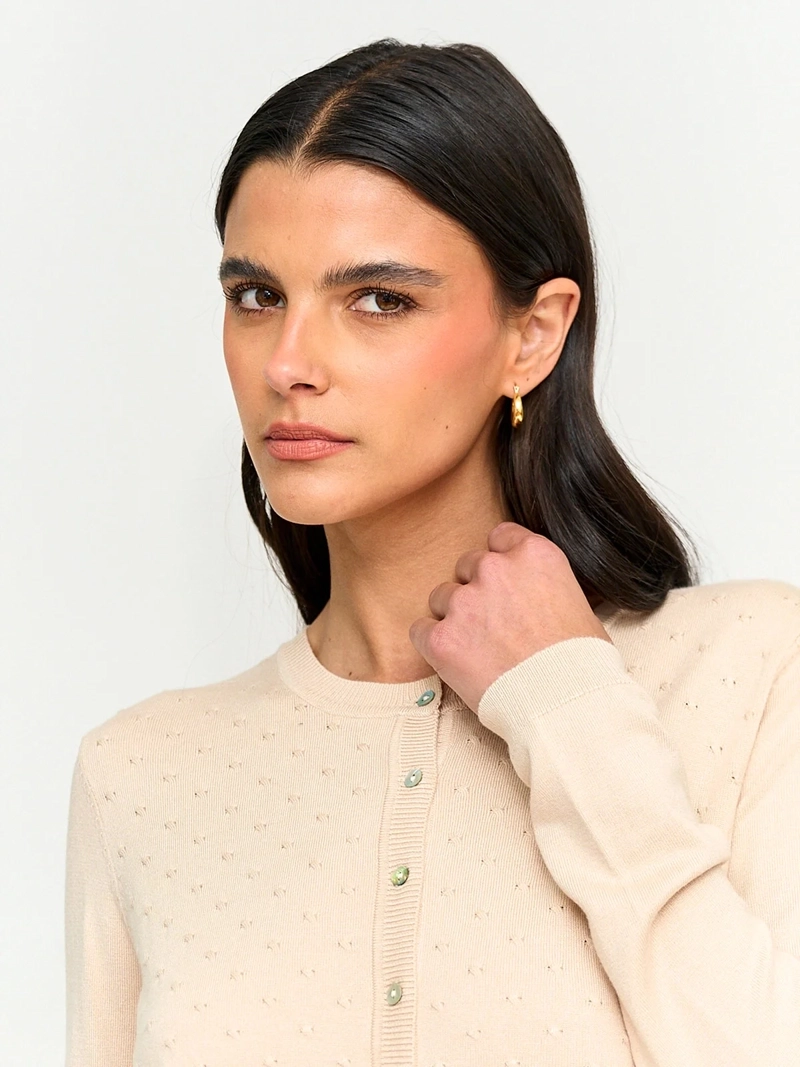 SWEATER MUJER AZIZ MANGA LARGA ABOTONADO - 3