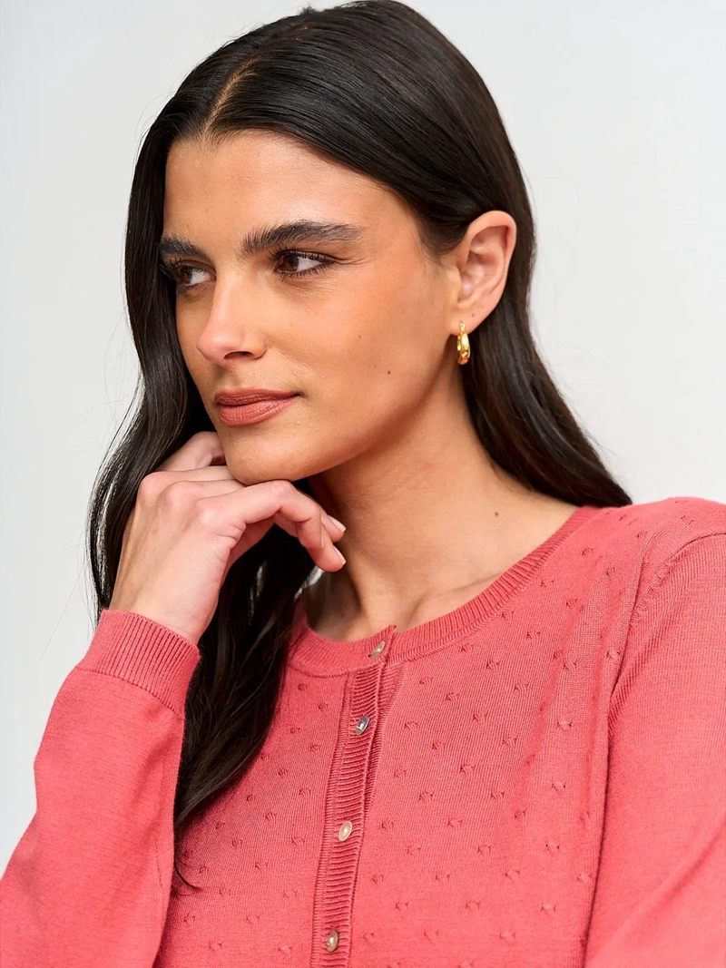 SWEATER MUJER AZIZ MANGA LARGA ABOTONADO - 3