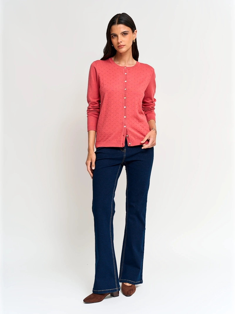 SWEATER MUJER AZIZ MANGA LARGA ABOTONADO - 4