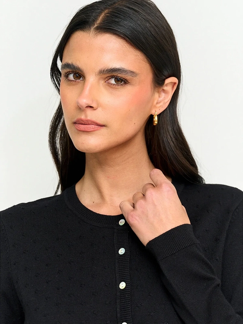 SWEATER MUJER AZIZ MANGA LARGA ABOTONADO - 3