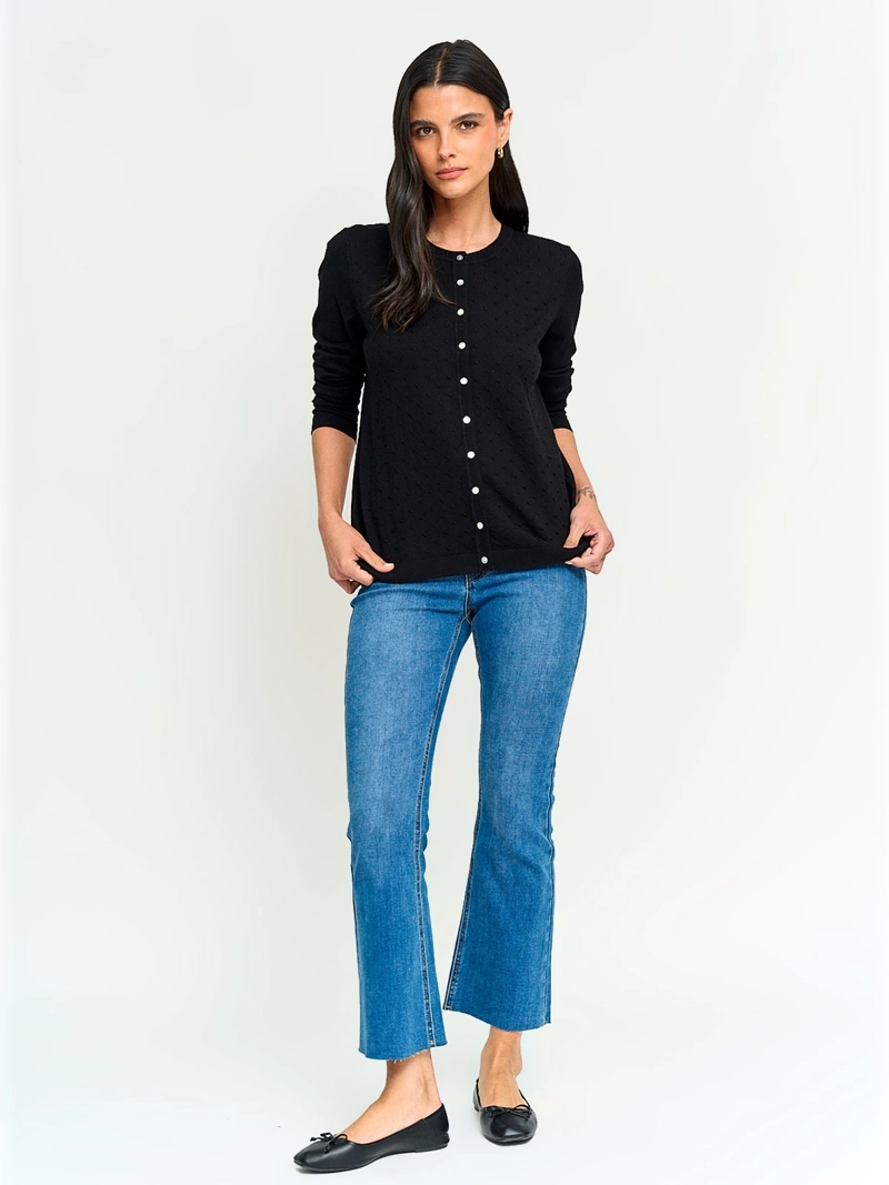 SWEATER MUJER AZIZ MANGA LARGA ABOTONADO - 4