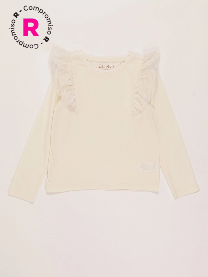 POLERA MANGA LARGA ALGODÓN NIÑA HARVEST TULL BRILLOS - 1