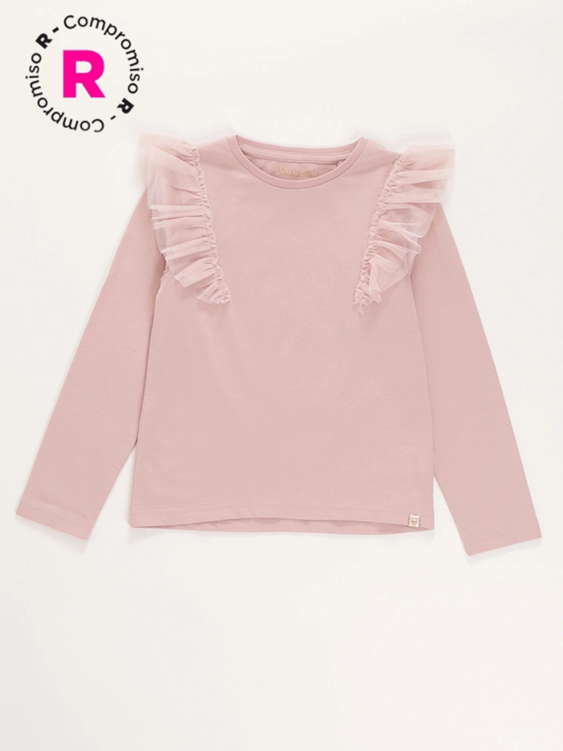 POLERA MANGA LARGA ALGODÓN NIÑA HARVEST TULL BRILLOS - 1