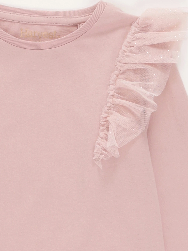 POLERA MANGA LARGA ALGODÓN NIÑA HARVEST TULL BRILLOS - 3