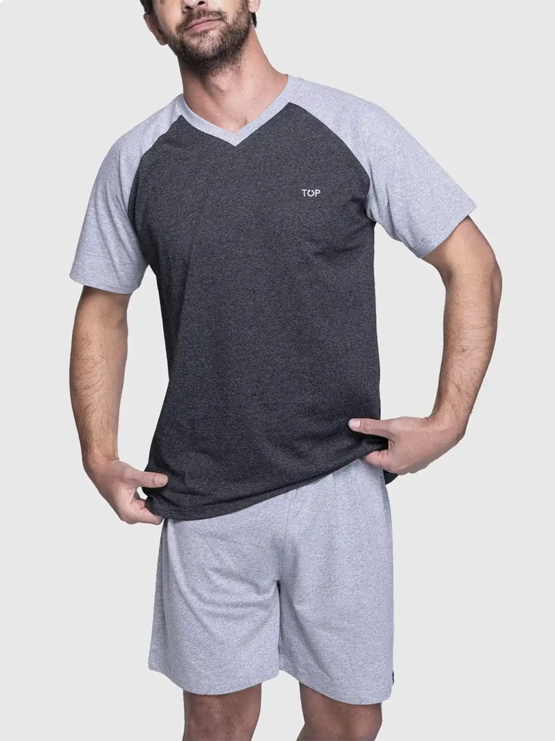 PIJAMA HOMBRE TOP ALGODÓN CORTO - 1