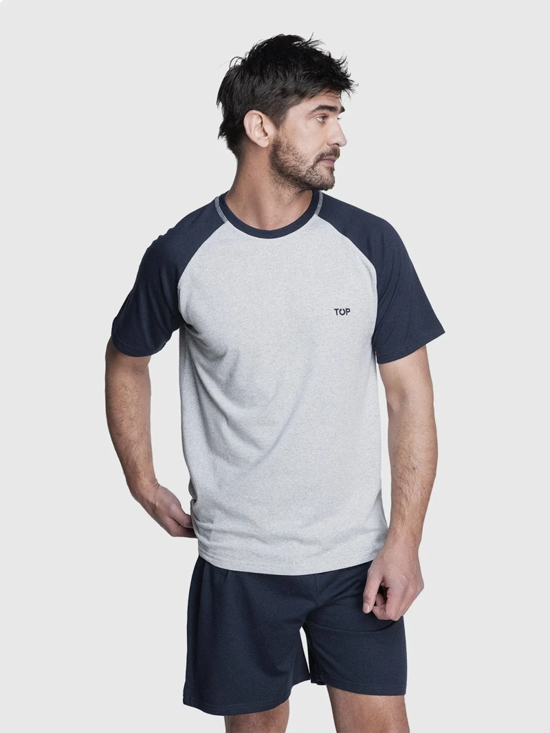 PIJAMA HOMBRE TOP ALGODÓN CORTO - 1