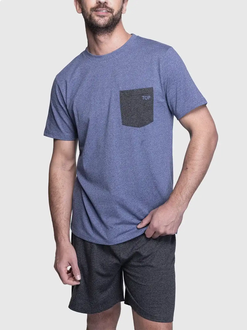 PIJAMA HOMBRE TOP ALGODÓN CORTO - 1