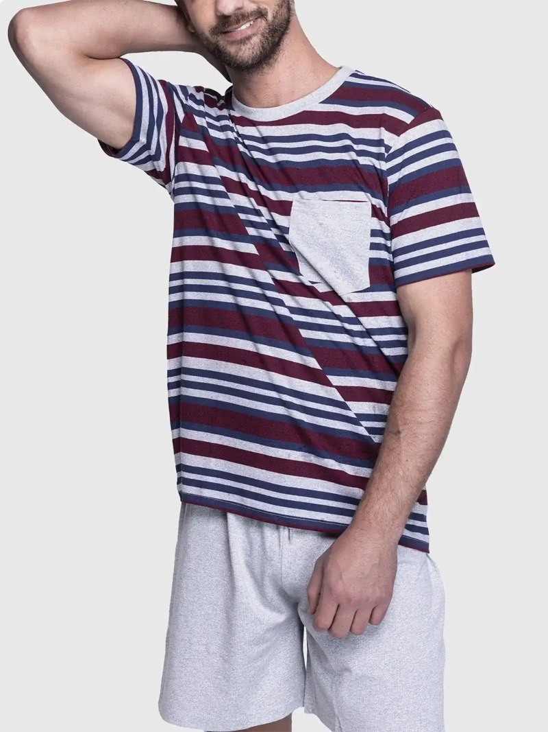 PIJAMA HOMBRE TOP ALGODÓN CORTO - 1