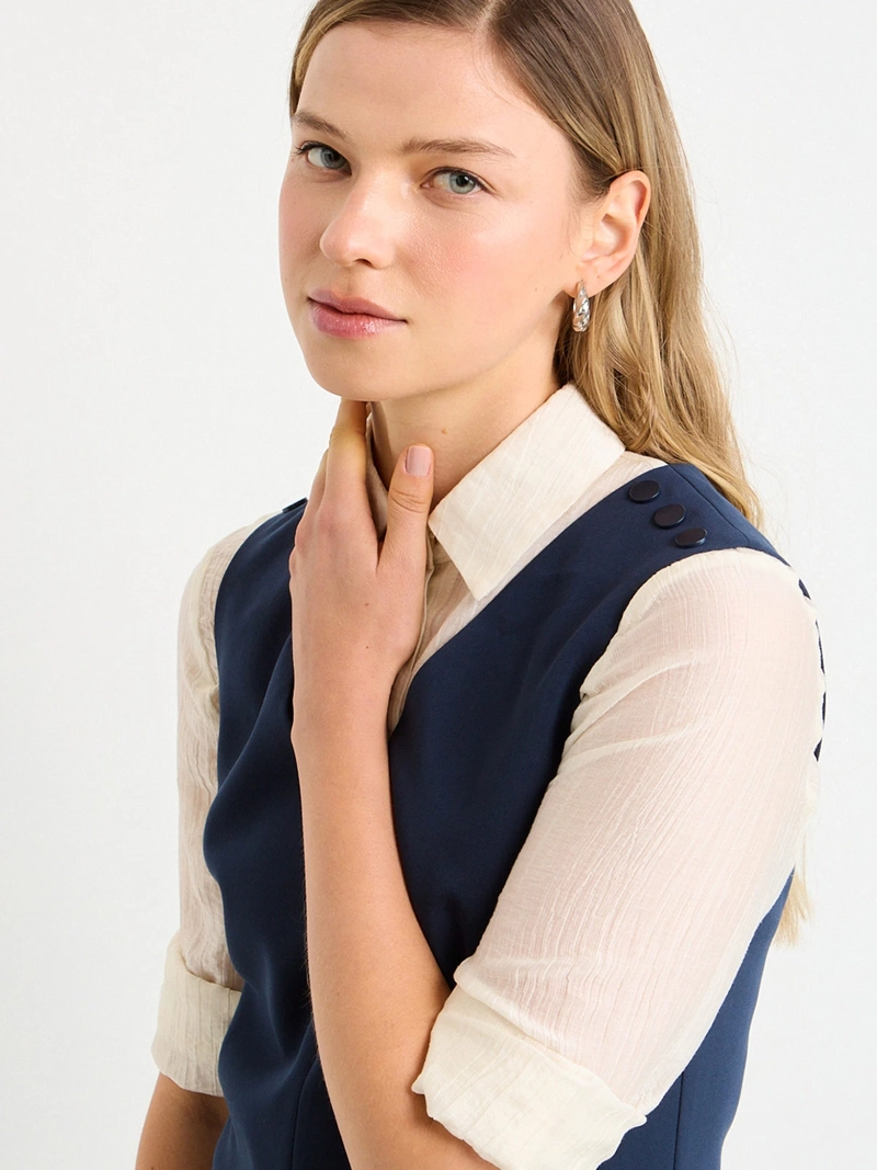 VESTIDO MUJER ASH CORTO JUMPER BOTONES - 2