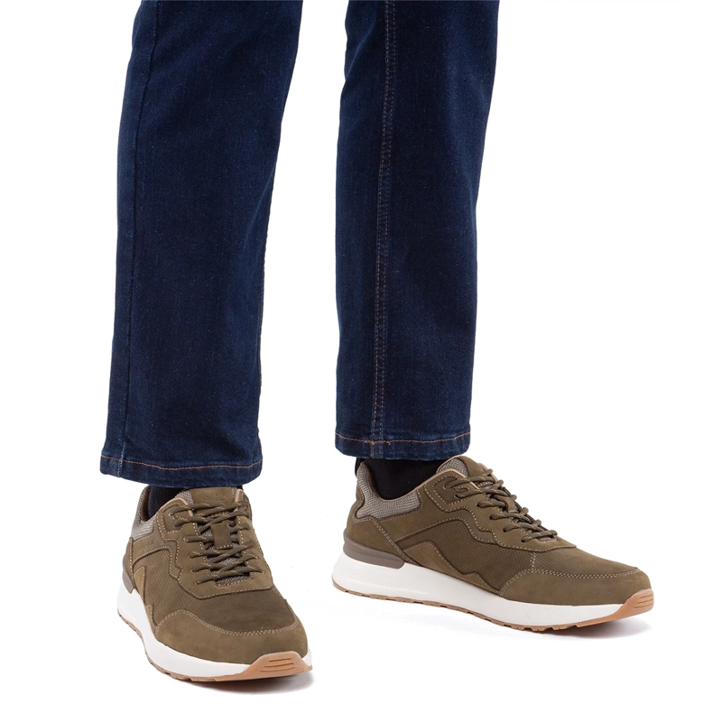 ZAPATILLAS HOMBRE GUANTE CASUALES OLIVA KIOTO CUERO - 2