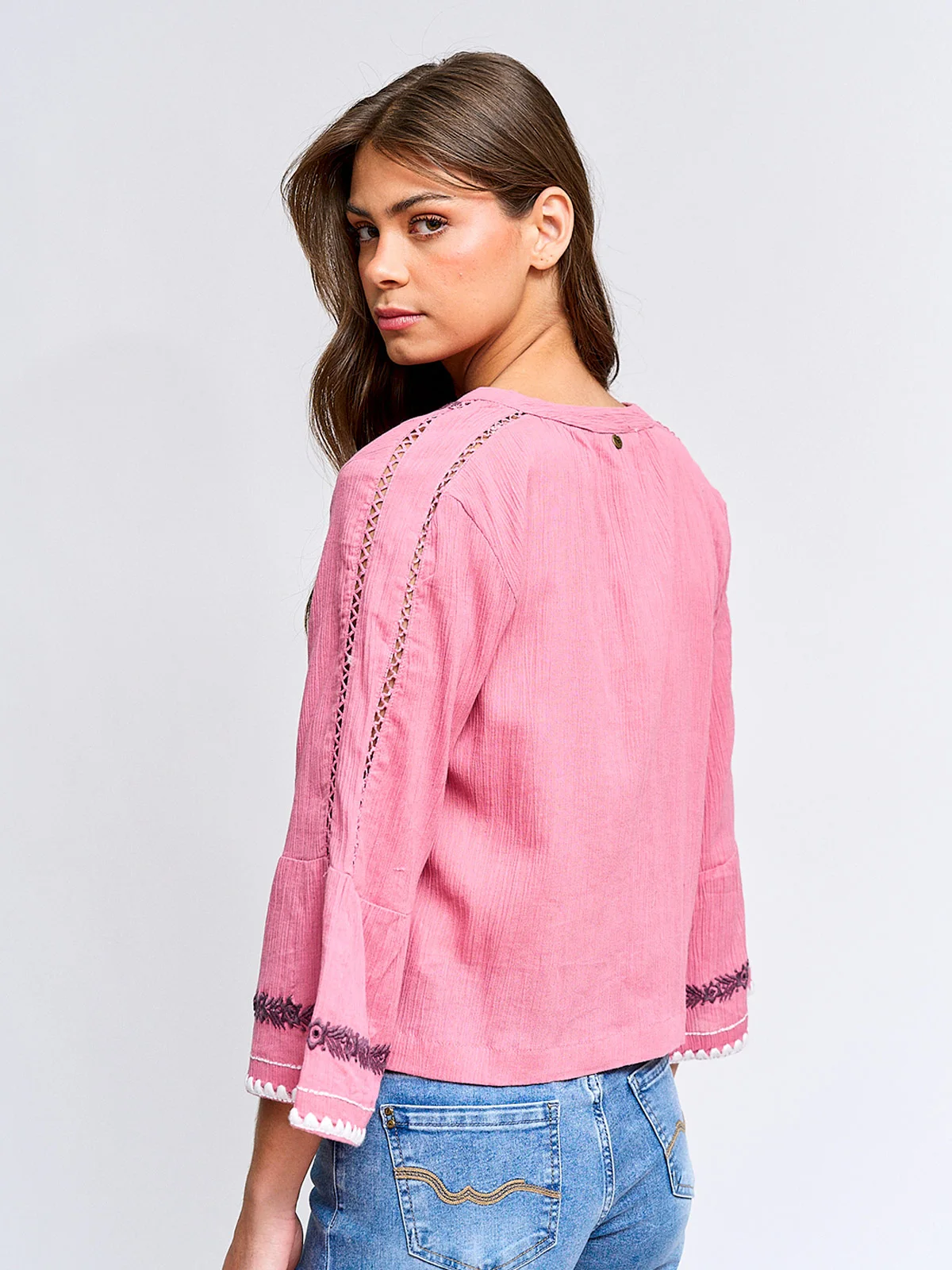 BLUSA MUJER TATIENNE ALGODÓN MANGA LARGA AMARRAS - 2