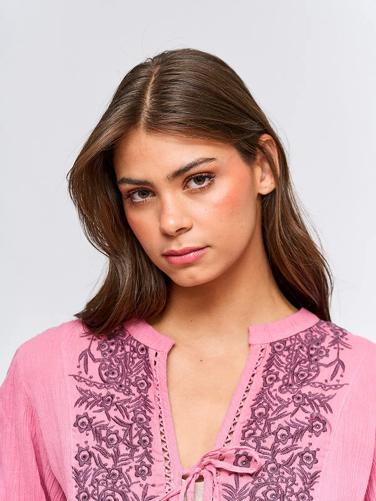 BLUSA MUJER TATIENNE ALGODÓN MANGA LARGA AMARRAS - 3