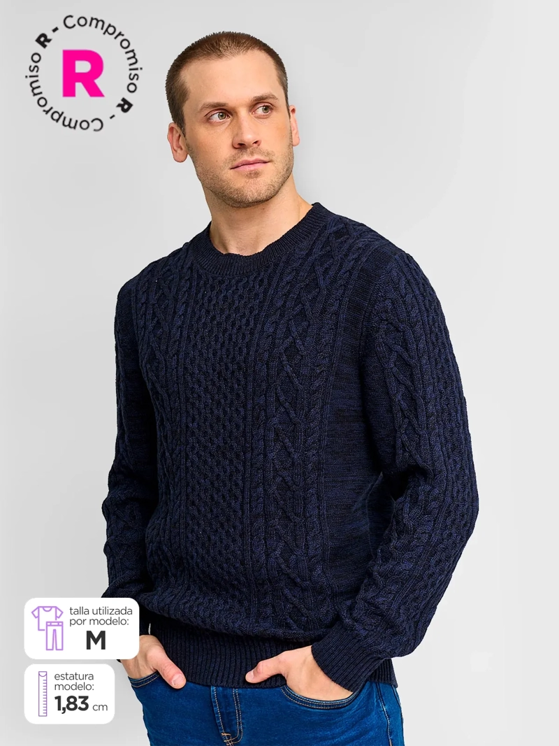 SWEATER HOMBRE KENNETH STEVENS ALGODÓN CUELLO REDONDO - 1