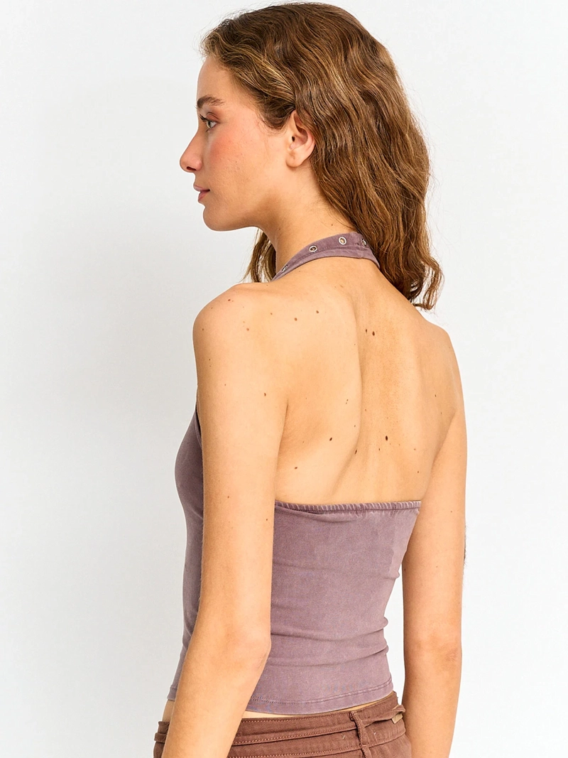 POLERA MUJER INDEX ALGODÓN SIN MANGAS HALTER TACHAS - 2