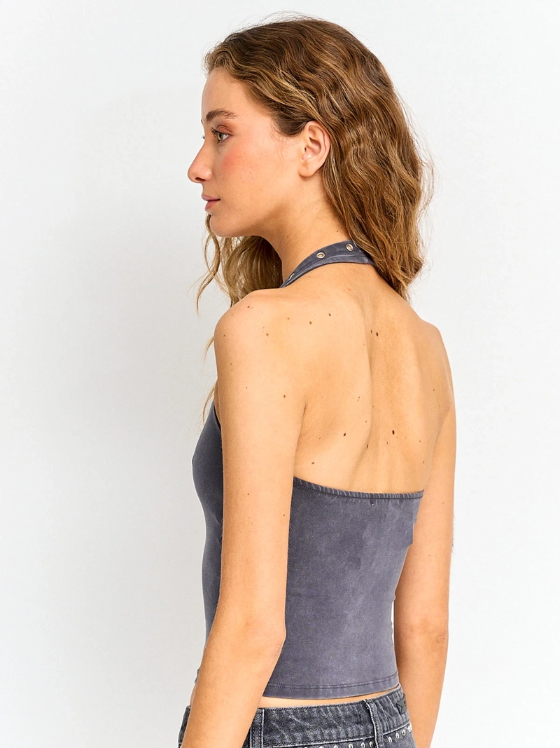POLERA MUJER INDEX ALGODÓN SIN MANGAS HALTER TACHAS - 2