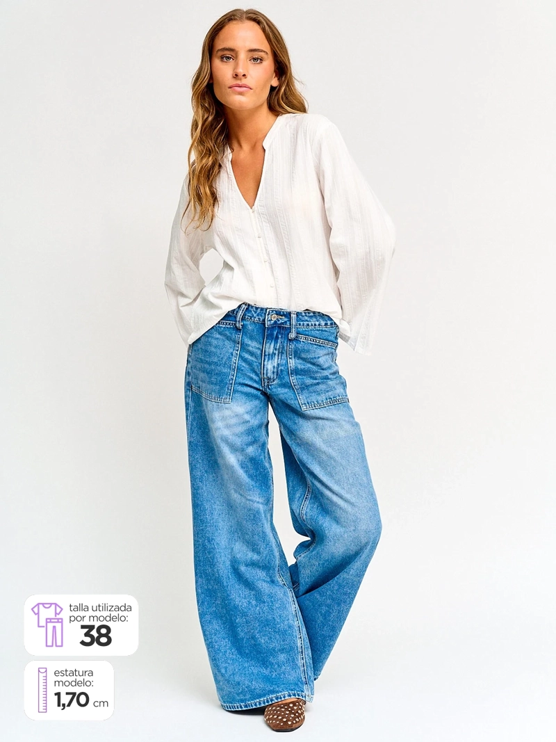JEANS MUJER AEROPOSTALE ALGODÓN ANCHO - 1