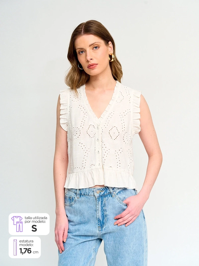 MARQUIS BLUSA MUJER MARQUIS ESCOTE EN V BORDADOS